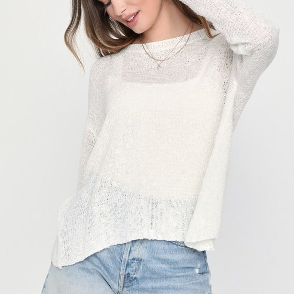 Lulus Endless Smiles Ivory Loose Knit Backless Sweater Top White - Size M